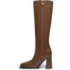 imageAthlefit Womens Knee High Boots Fashion Chunky Heel Square Toe Tall Boots Side Zipper Long BootsTan