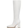 imageAthlefit Womens Knee High Boots Fashion Chunky Heel Square Toe Tall Boots Side Zipper Long BootsWhite