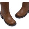 imageAthlefit Womens Knee High Boots Square Toe Chunky Block Riding Tall Boots for Women Low HeelBrown