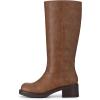 imageAthlefit Womens Knee High Boots Square Toe Chunky Block Riding Tall Boots for Women Low HeelBrown