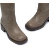 imageAthlefit Womens Knee High Boots Square Toe Chunky Block Riding Tall Boots for Women Low HeelTaupe