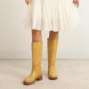 imageAthlefit Womens Knee High Boots Square Toe Chunky Block Riding Tall Boots for Women Low HeelYellow