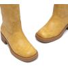 imageAthlefit Womens Knee High Boots Square Toe Chunky Block Riding Tall Boots for Women Low HeelYellow