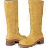 imageAthlefit Womens Knee High Boots Square Toe Chunky Block Riding Tall Boots for Women Low HeelYellow