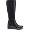 imageAthlefit Womens Knee High Boots Wedge Platform Comfortable Tall Long Boots with Side ZipperBlack