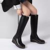 imageAthlefit Womens Knee High Boots Wedge Platform Comfortable Tall Long Boots with Side ZipperBlack