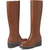 imageAthlefit Womens Knee High Boots Wedge Platform Comfortable Tall Long Boots with Side ZipperBrown