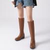 imageAthlefit Womens Knee High Boots Wedge Platform Comfortable Tall Long Boots with Side ZipperBrown