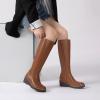 imageAthlefit Womens Knee High Boots Wedge Platform Comfortable Tall Long Boots with Side ZipperBrown