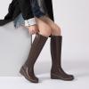 imageAthlefit Womens Knee High Boots Wedge Platform Comfortable Tall Long Boots with Side ZipperDark Brown