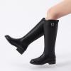 imageAthlefit Womens Knee High Riding Boots Round Toe Low Heel Tall Boots Pull On Long Booties with BuckleBlack