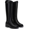 imageAthlefit Womens Knee High Riding Boots Round Toe Low Heel Tall Boots Pull On Long Booties with BuckleBlack