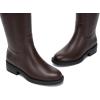 imageAthlefit Womens Knee High Riding Boots Round Toe Low Heel Tall Boots Pull On Long Booties with BuckleBrown