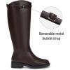imageAthlefit Womens Knee High Riding Boots Round Toe Low Heel Tall Boots Pull On Long Booties with BuckleBrown