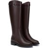 imageAthlefit Womens Knee High Riding Boots Round Toe Low Heel Tall Boots Pull On Long Booties with BuckleBrown