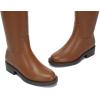 imageAthlefit Womens Knee High Riding Boots Round Toe Low Heel Tall Boots Pull On Long Booties with BuckleLight Brown