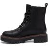 imageAthlefit Womens LaceUp Combat Boots Platform Chunky Low Heel Lug Sole Ankle BootiesBlack
