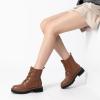 imageAthlefit Womens LaceUp Combat Boots Platform Chunky Low Heel Lug Sole Ankle BootiesBrown