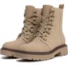 imageAthlefit Womens LaceUp Combat Boots Platform Chunky Low Heel Lug Sole Ankle BootiesTaupe