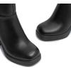 imageAthlefit Womens Platform Ankle Boots High Chunky Block Heel Square Toe Boots Fashion Dress Heeled BootiesBlack