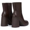 imageAthlefit Womens Platform Ankle Boots High Chunky Block Heel Square Toe Boots Fashion Dress Heeled BootiesBrown
