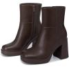 imageAthlefit Womens Platform Ankle Boots High Chunky Block Heel Square Toe Boots Fashion Dress Heeled BootiesBrown