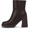 imageAthlefit Womens Platform Ankle Boots High Chunky Block Heel Square Toe Boots Fashion Dress Heeled BootiesBrown