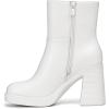 imageAthlefit Womens Platform Ankle Boots High Chunky Block Heel Square Toe Boots Fashion Dress Heeled BootiesWhite