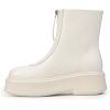 imageAthlefit Womens Platform Ankle Boots Short Comfortable Round Toe Chunky Low Heel Boots with Front ZipperBeige