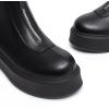 imageAthlefit Womens Platform Ankle Boots Short Comfortable Round Toe Chunky Low Heel Boots with Front ZipperBlack