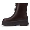 imageAthlefit Womens Platform Ankle Boots Short Comfortable Round Toe Chunky Low Heel Boots with Front ZipperBrown
