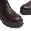 imageAthlefit Womens Platform Ankle Boots Short Comfortable Round Toe Chunky Low Heel Boots with Front ZipperBrown