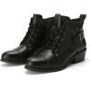 imageAthlefit Womens Short Ankle Boots Chunky Low Heel Round Toe Boots Comfortable Lace Up Booties with Side ZipperBlack