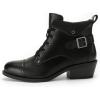 imageAthlefit Womens Short Ankle Boots Chunky Low Heel Round Toe Boots Comfortable Lace Up Booties with Side ZipperBlack