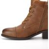 imageAthlefit Womens Short Ankle Boots Chunky Low Heel Round Toe Boots Comfortable Lace Up Booties with Side ZipperBrown