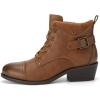imageAthlefit Womens Short Ankle Boots Chunky Low Heel Round Toe Boots Comfortable Lace Up Booties with Side ZipperBrown