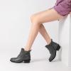 imageAthlefit Womens Short Ankle Boots Chunky Low Heel Round Toe Boots Comfortable Lace Up Booties with Side ZipperGrey