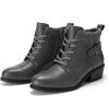 imageAthlefit Womens Short Ankle Boots Chunky Low Heel Round Toe Boots Comfortable Lace Up Booties with Side ZipperGrey