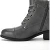 imageAthlefit Womens Short Ankle Boots Chunky Low Heel Round Toe Boots Comfortable Lace Up Booties with Side ZipperGrey