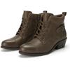 imageAthlefit Womens Short Ankle Boots Chunky Low Heel Round Toe Boots Comfortable Lace Up Booties with Side ZipperTaupe