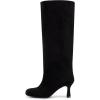 imageAthlefit Womens Suede Knee High Boots Wide Calf Tall Fashion Stiletto Heeled Pull On Slouchy Long BootsBlack