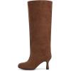 imageAthlefit Womens Suede Knee High Boots Wide Calf Tall Fashion Stiletto Heeled Pull On Slouchy Long BootsBrown