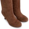 imageAthlefit Womens Suede Knee High Boots Wide Calf Tall Fashion Stiletto Heeled Pull On Slouchy Long BootsBrown