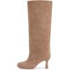imageAthlefit Womens Suede Knee High Boots Wide Calf Tall Fashion Stiletto Heeled Pull On Slouchy Long BootsNude