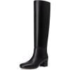imageAthlefit Knee High Boots for Women Chunky Low Heel Fashion Round Toe Tall BootsBlack