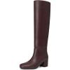 imageAthlefit Knee High Boots for Women Chunky Low Heel Fashion Round Toe Tall BootsBrown