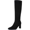 imageAthlefit Knee High Boots for Women Square Toe Chunky Heeled Tall Boots with Side ZipperBlack Suede