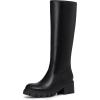 imageAthlefit Platform Knee High Boots for Women Round Toe Chunky Lug Sole Tall Boots with Side ZipperBlack