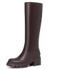 imageAthlefit Platform Knee High Boots for Women Round Toe Chunky Lug Sole Tall Boots with Side ZipperBrown