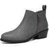 imageAthlefit Womens Ankle Boots Chunky Low Heel Comfortable Short Boots Round Toe Dress Booties with Side ZipperGrey